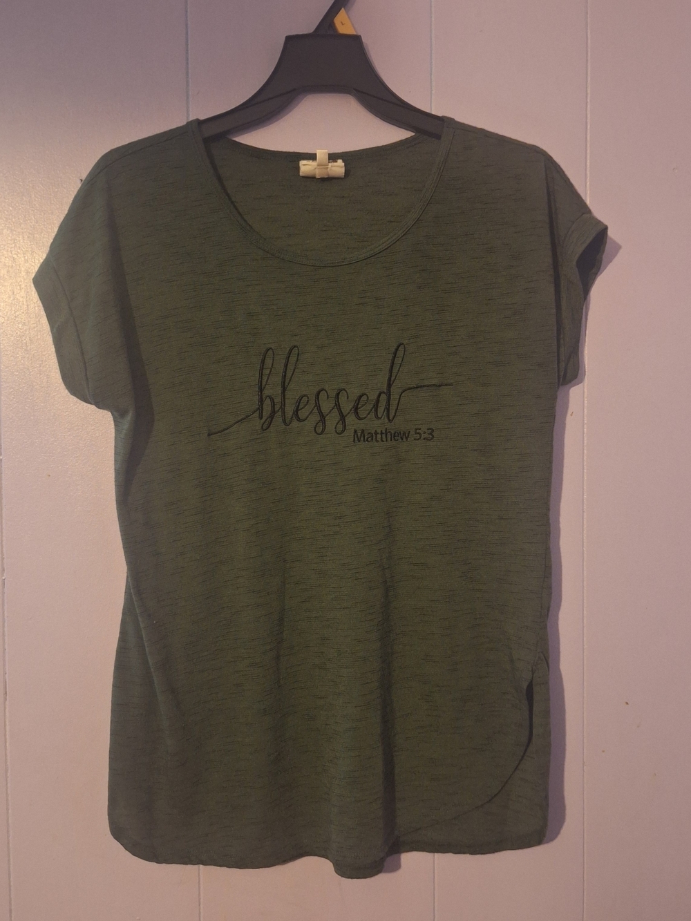 Women’s Olive Green 'Blessed' Short Sleeve Graphic Tee